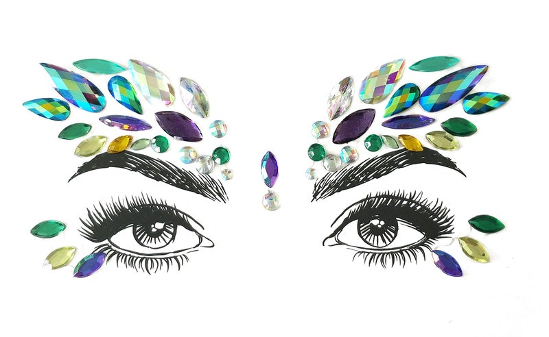 SHINEYES 6 Pcs Festival Gems, Glitter Rhinestone Rave Face Jewels, Crystals Stickers, Eyes Body Temporary Tattoos - Image 2